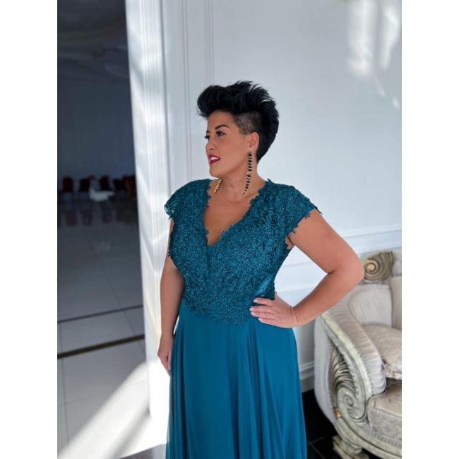 GRANDE TAILLE robe longue de ceremonie Dagna EMERALD