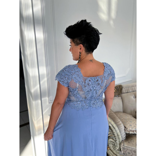 PLUS SIZE długa sukienka okazjonalna Dagna BLUE