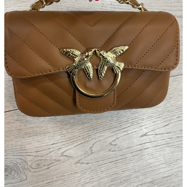 Leather crossbody bag Bird CAMEL
