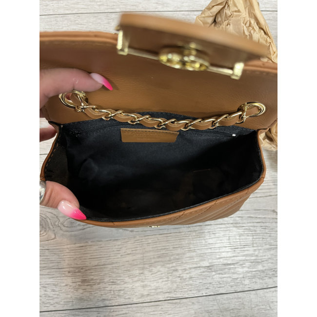 Skórzana torebka na ramię Bird CAMEL