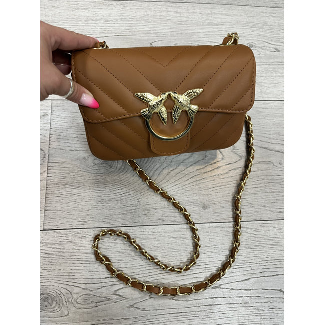 Skórzana torebka na ramię Bird CAMEL