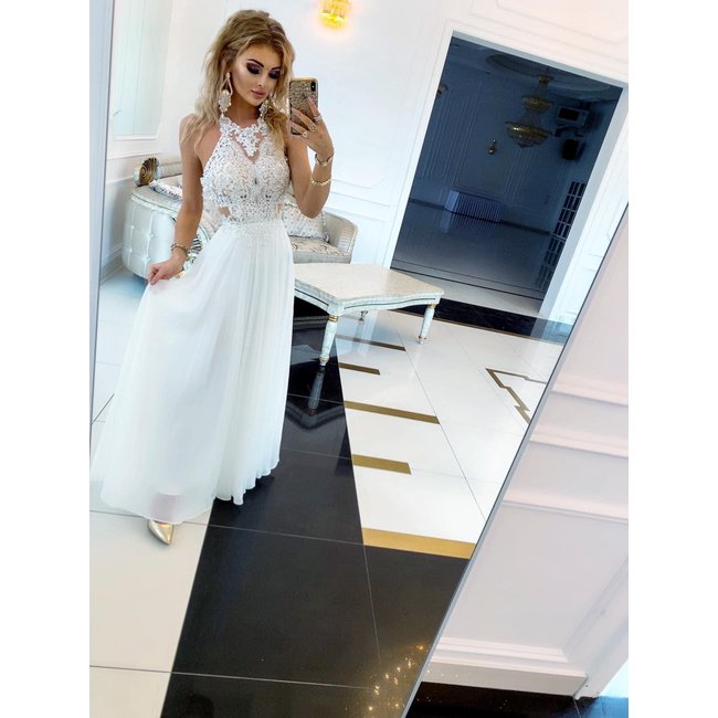 Long wedding dress Mercedes WHITE