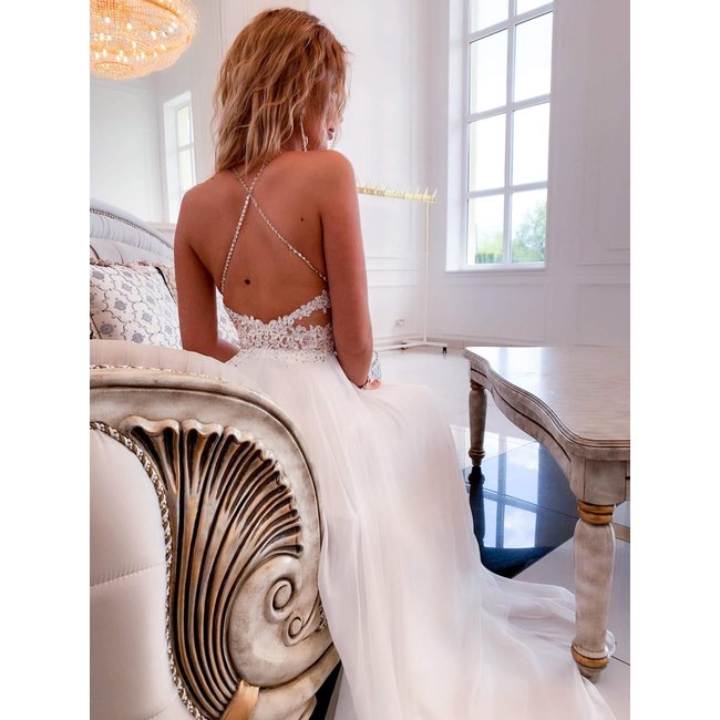 Long wedding dress Mercedes WHITE