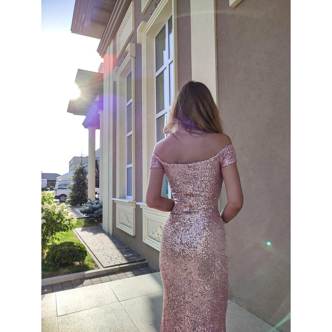 Feestjurk Riviera long PINK GOLD