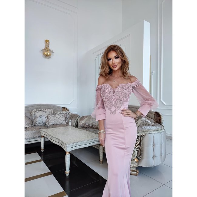 Feestjurk Ivi long POWDER PINK