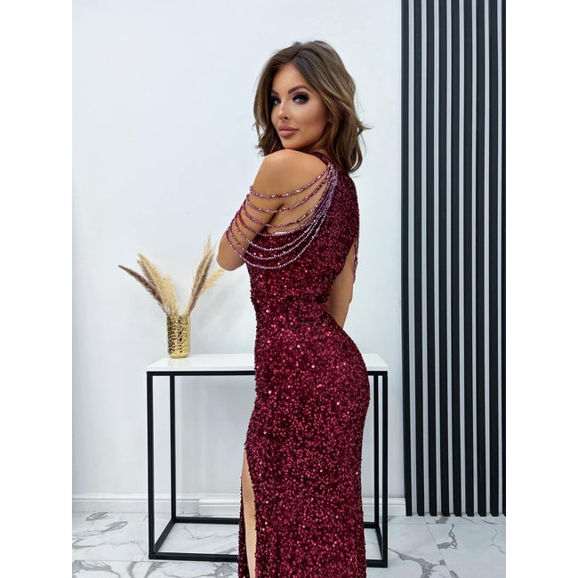 Long occasion dress Olivia BURGUNDY