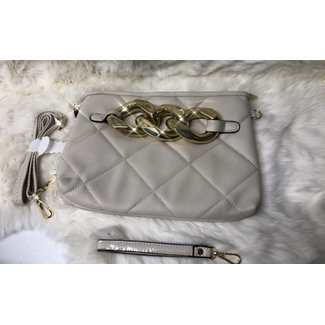 Beauty leather clutch bag Chain BEIGE