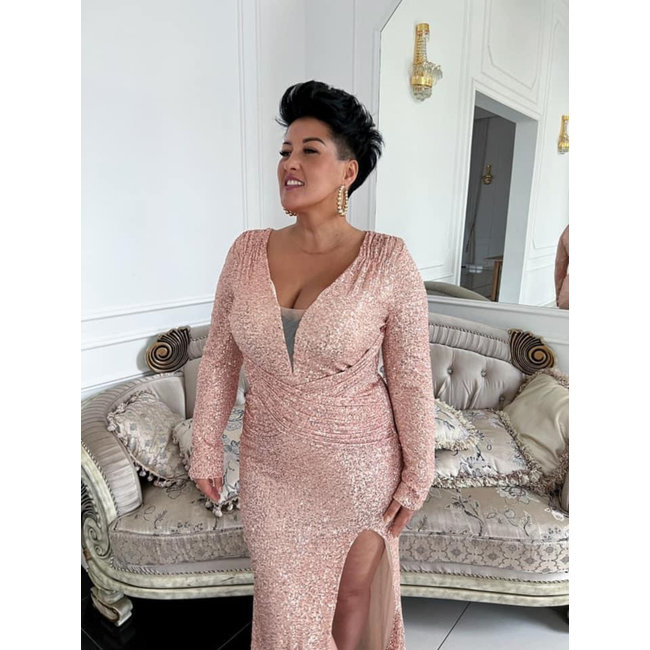 PLUS SIZE - Cocktailjurk Tequilla vip long POWDER PINK