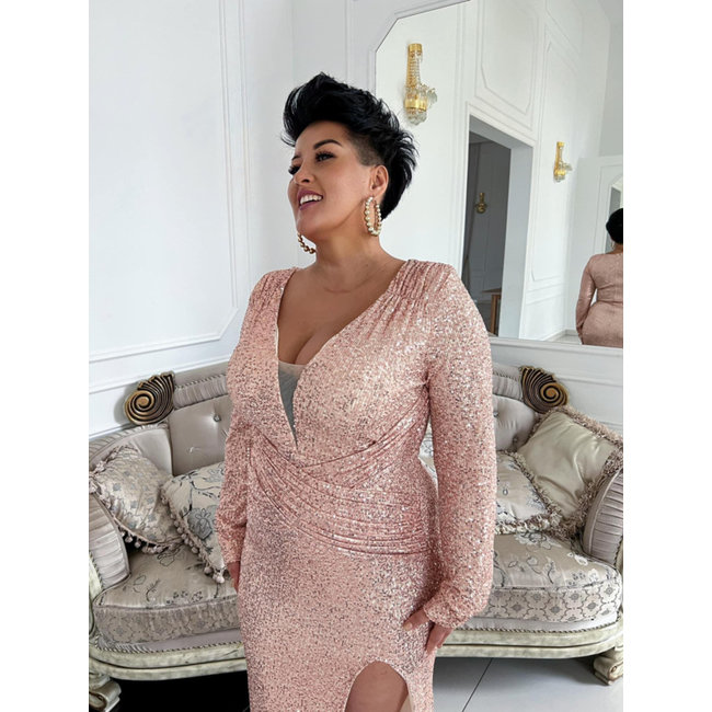 GRANDE TAILLE robe longue de ceremonie Tequilla vip long POWDER PINK