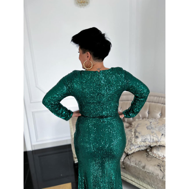 PLUS SIZE long occasion dress Tequilla vip long BOTTLE GREEN