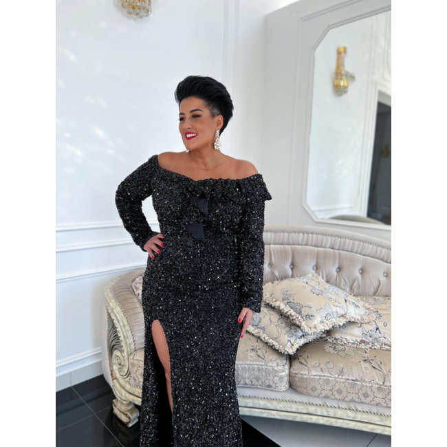 PLUS SIZE long occasion dress Roxanne BLACK