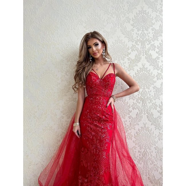 Robe longue de ceremonie Fara RED