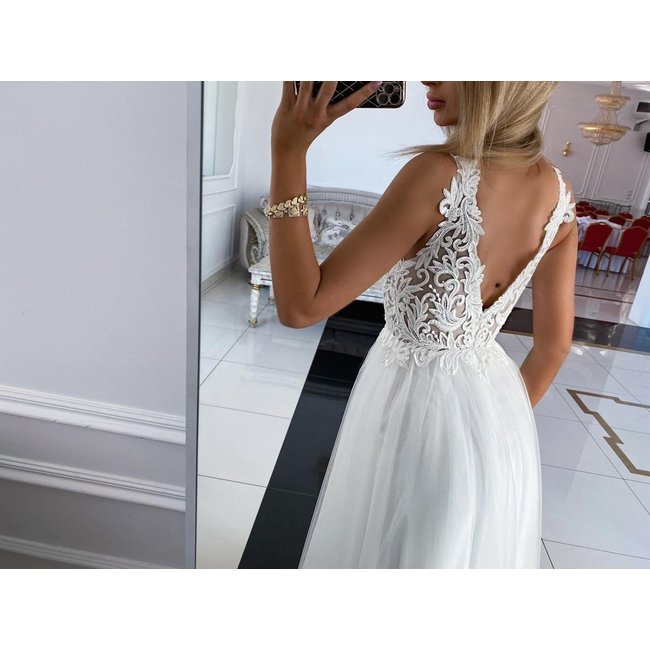 PLUS SIZE długa suknia ślubna Nela WHITE