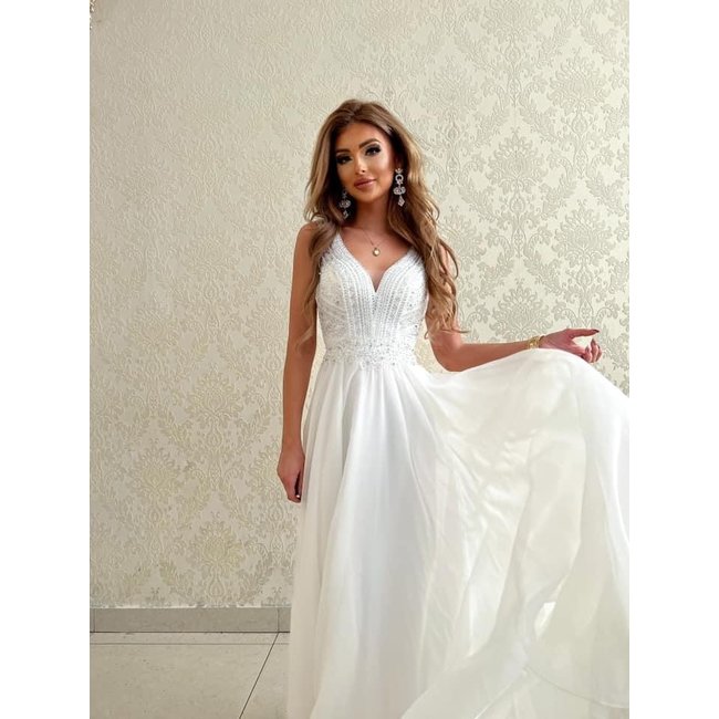 PLUS SIZE długa suknia ślubna Campari WHITE