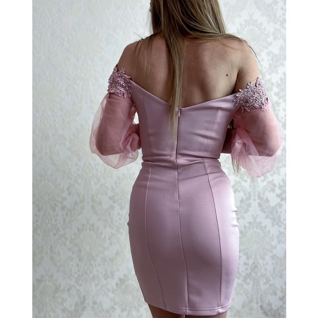 Robe courte de ceremonie Ivi POWDER PINK