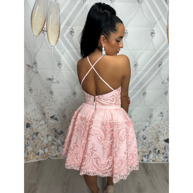 Robe courte de ceremonie Bailey POWDER PINK