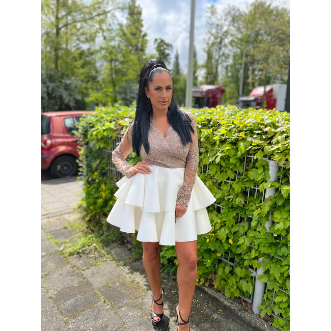 Robe courte de ceremonie Simply WHITE/MOCCA