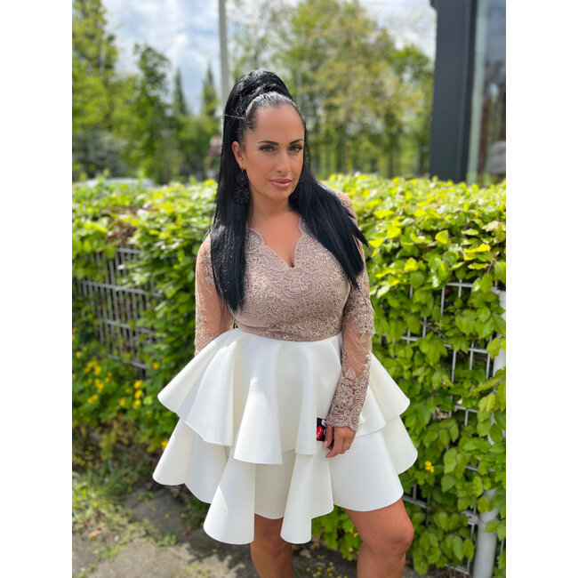 Short occasion dress WHITE/MOCCA