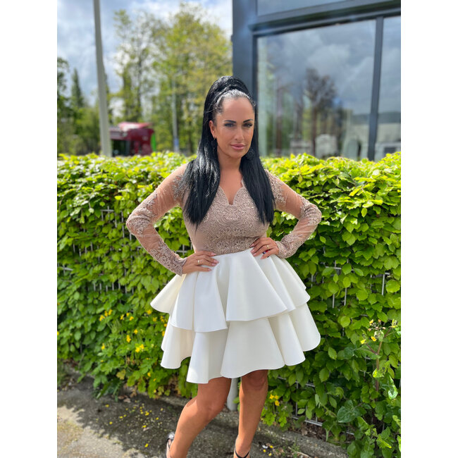 Robe courte de ceremonie Simply WHITE/MOCCA