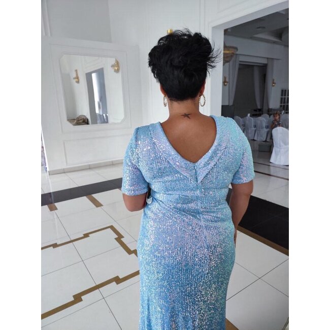 PLUS SIZE long occasion dress Hanna BABY BLUE