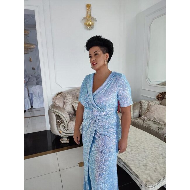 GRANDE TAILLE robe longue de ceremonie Hanna BABY BLUE