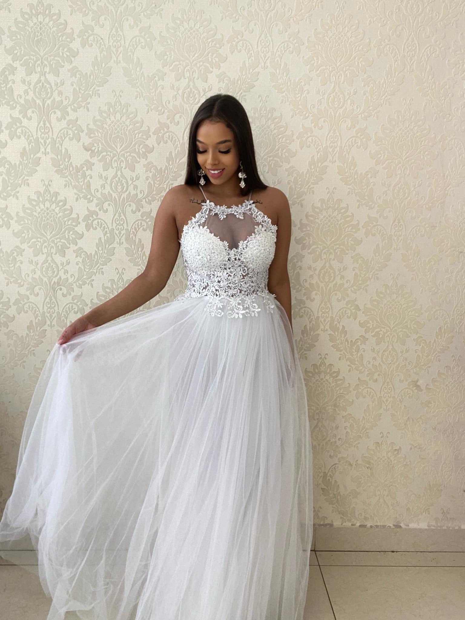 Long wedding dress Charlotte WHITE - Royal Fashion Queen