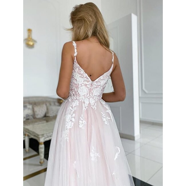 PLUS SIZE długa suknia ślubna Garden PINK