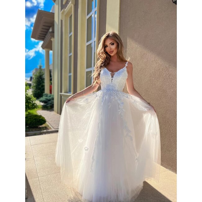 PLUS SIZE long wedding dress Garden WHITE