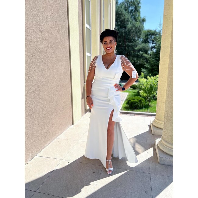 PLUS SIZE długa suknia ślubna Mona WHITE