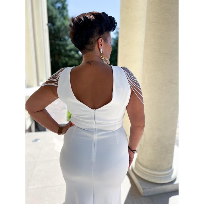 GRANDE TAILLE robe longue de mariée Mona WHITE