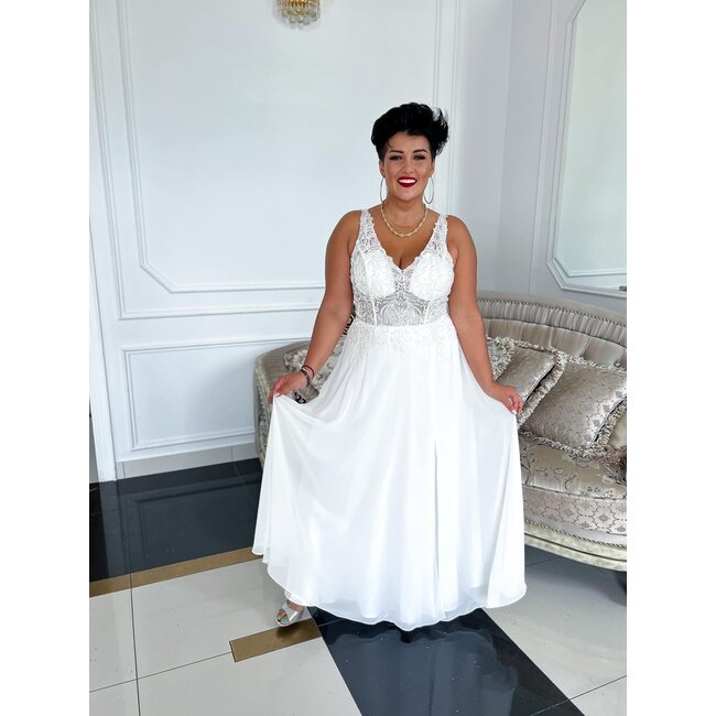 PLUS SIZE długa suknia ślubna Royal WHITE