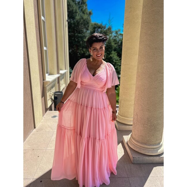 PLUS SIZE  feestjurk Mamatex long POWDER PINK