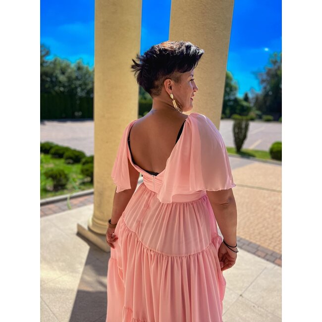 PLUS SIZE long occasion dress Mamatex POWDER PINK