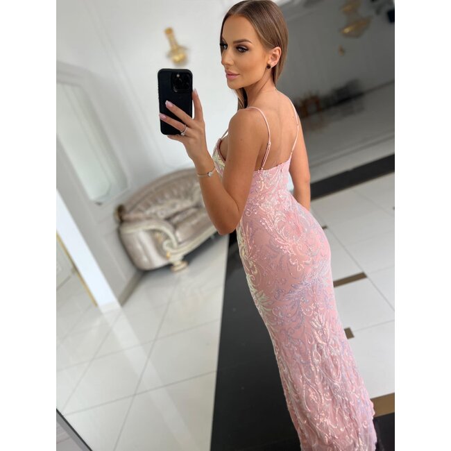 Feestjurk Ireland long POWDER PINK