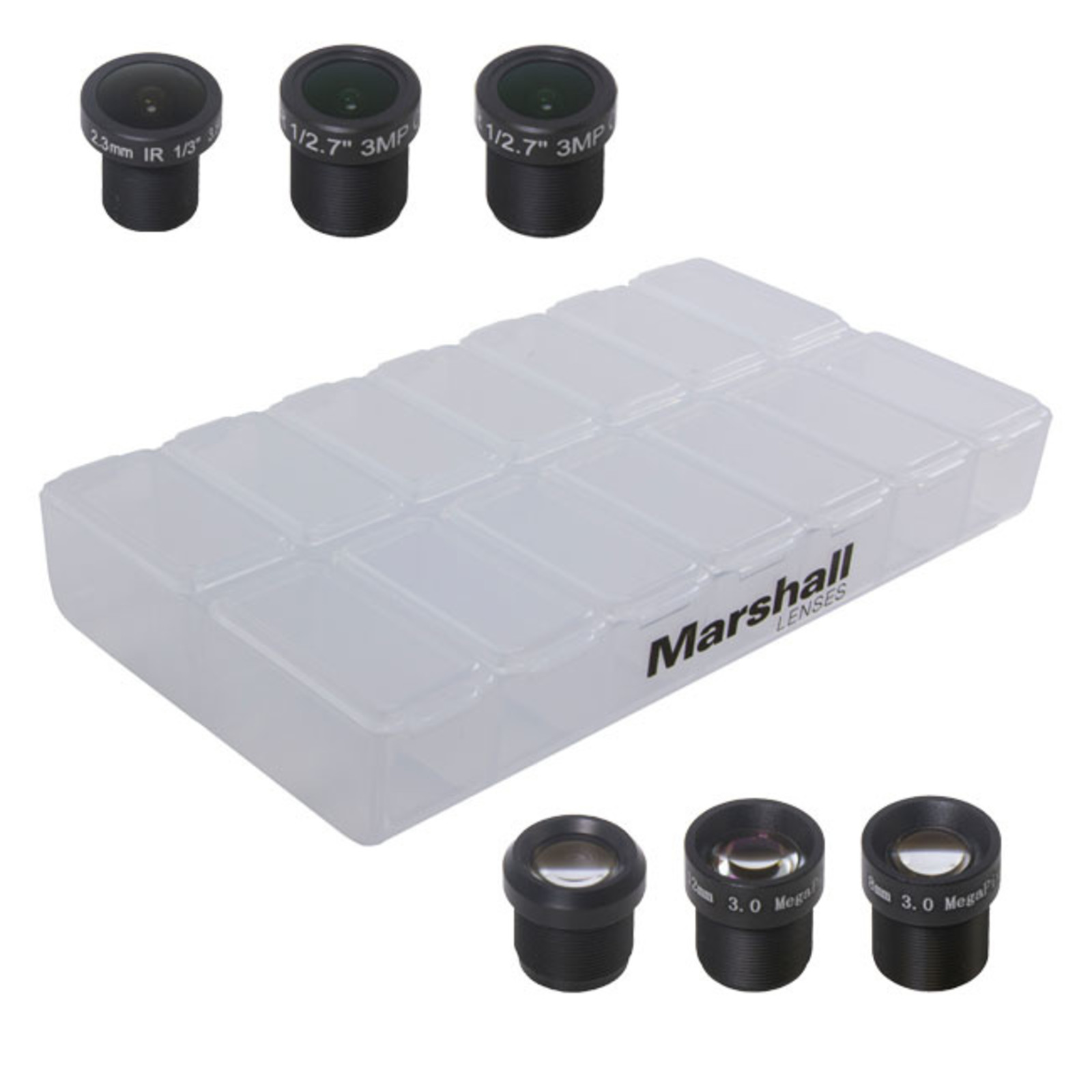 Marshall 2.3mm, 2.8mm, 6mm, 8mm, 12mm & 16mm Lens Pack with Multi Lens Case