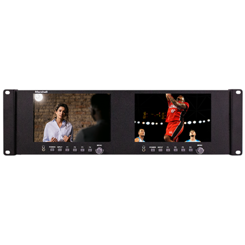 Dual 7″ Rackmount Monitor with 12G-SDI and HDMI Inputs