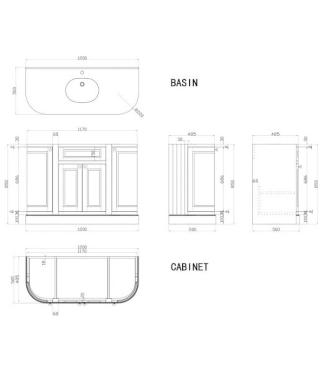 Klassiek Badkamermeubel Parson 120 cm