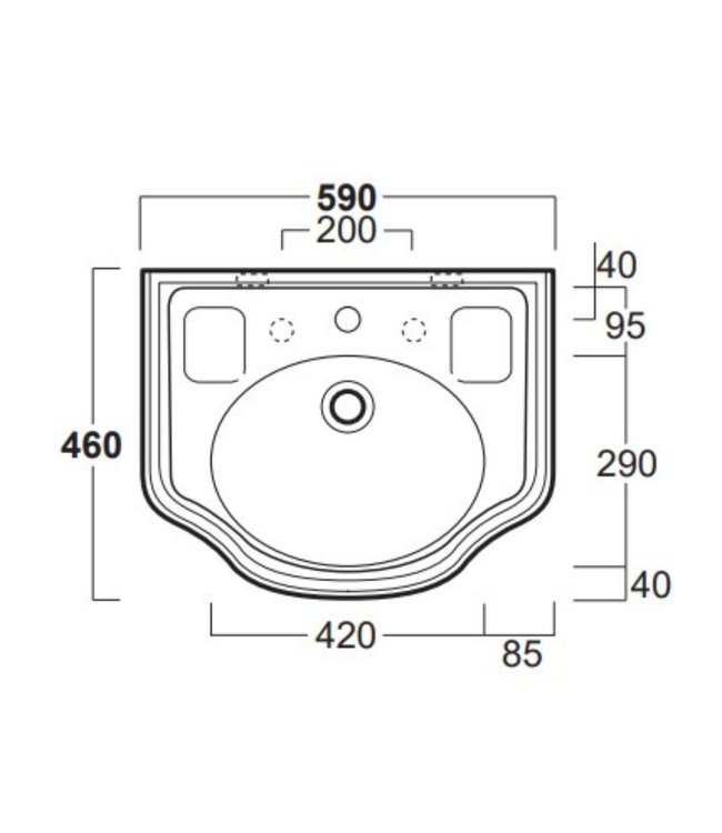Klassieke wastafel 59cm Bexley WBSR3256