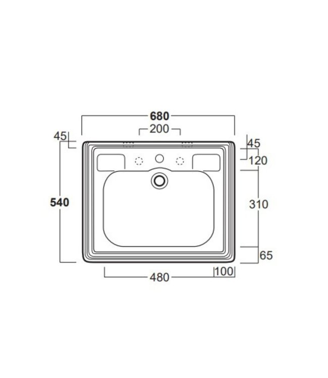 Klassieke wastafel 68cm Bexley WBSR3296