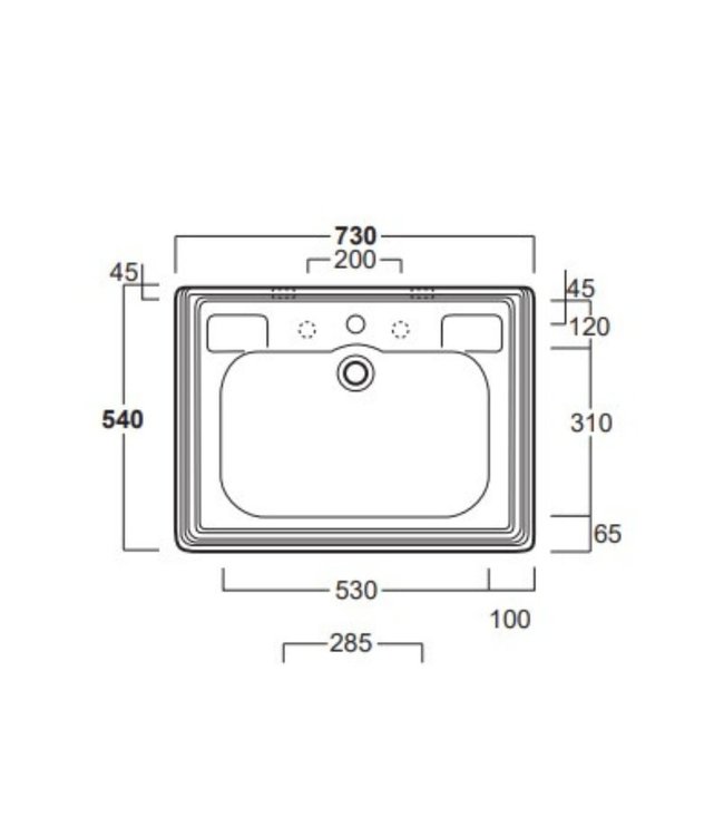 Klassieke wastafel Bexley 73cm WBSR3336