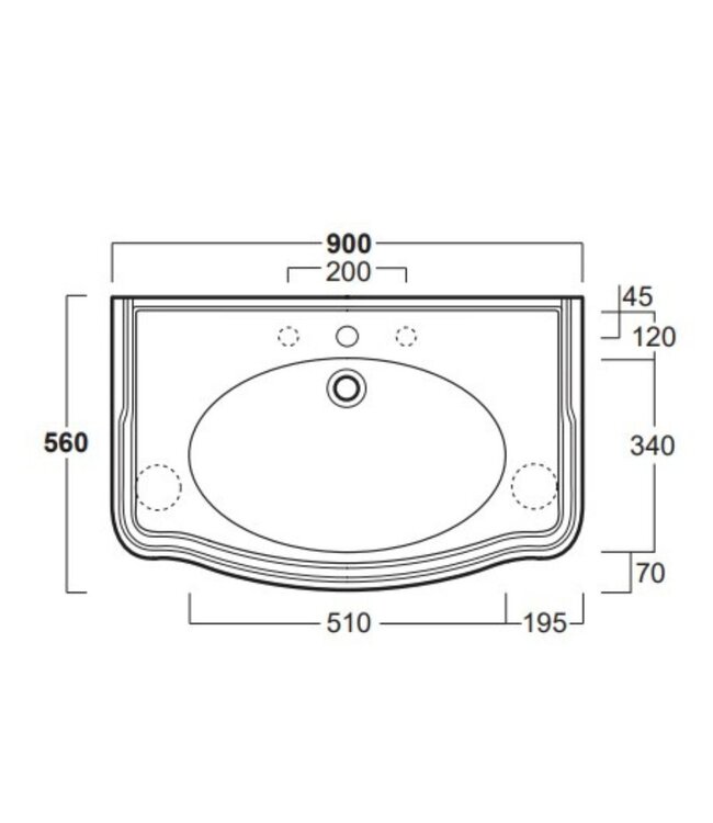 Klassieke wastafel Bexley 90cm WBSR3456