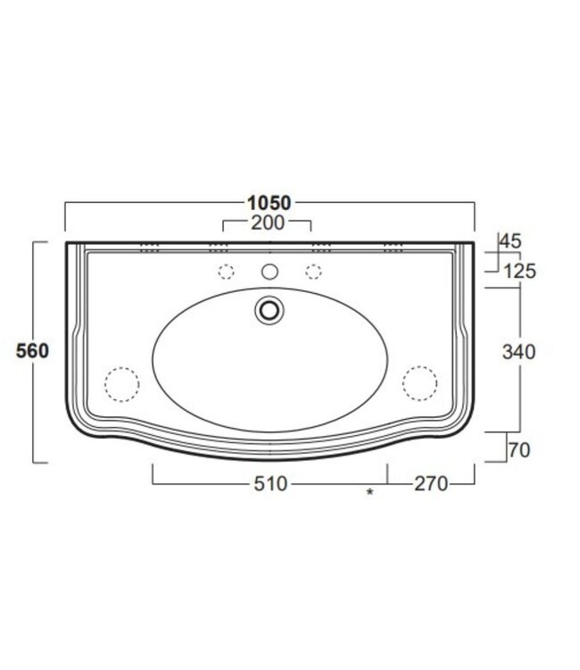Klassieke wastafel Bexley 105cm WBSR3496