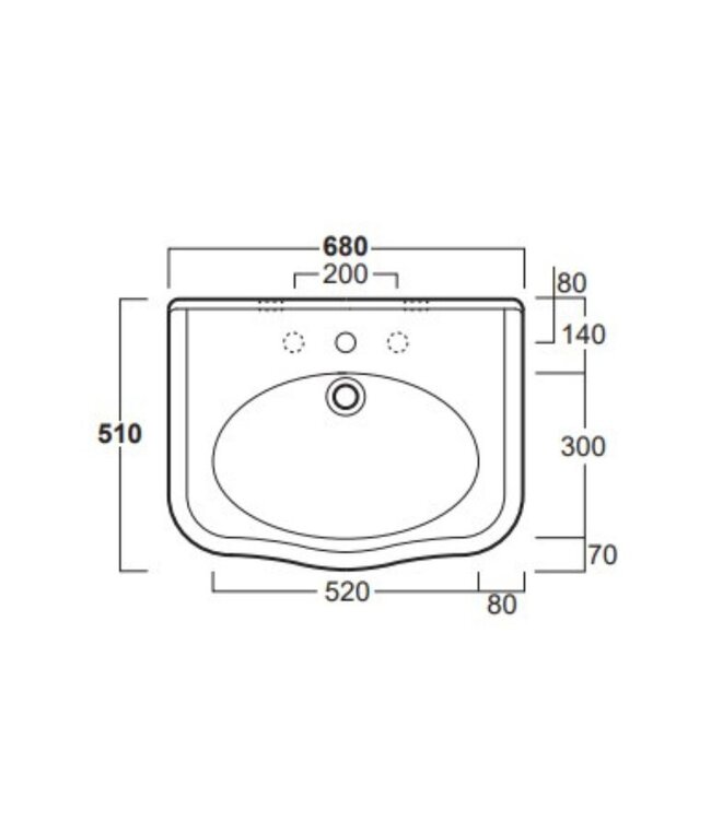 Klassieke wastafel 68cm Linford WBSO3696