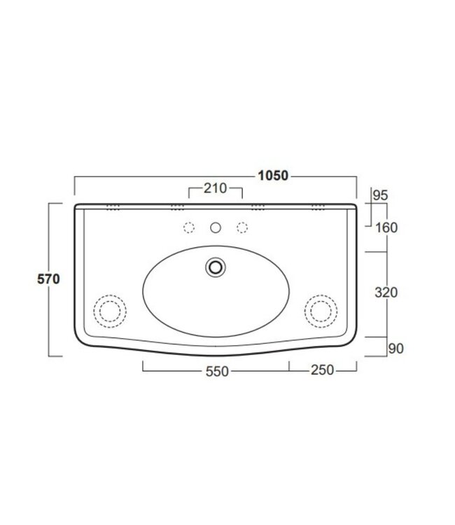 Klassieke wastafel 105cm op poten Linford WBSO373604