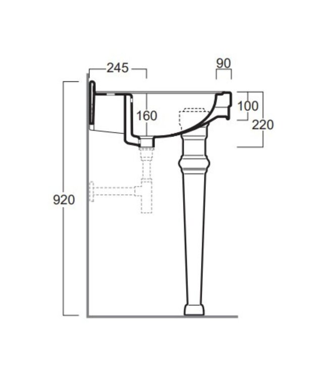 Klassieke wastafel 105cm op poten Linford WBSO373604