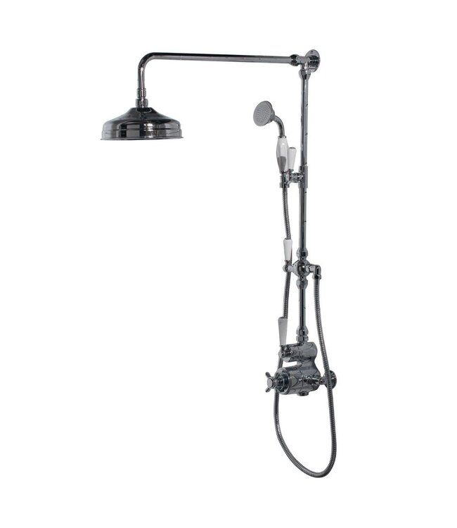 Douche met Thermostaatkraan Witte Hendels Opbouw | Mont Blanc Doucheset WB1850X1