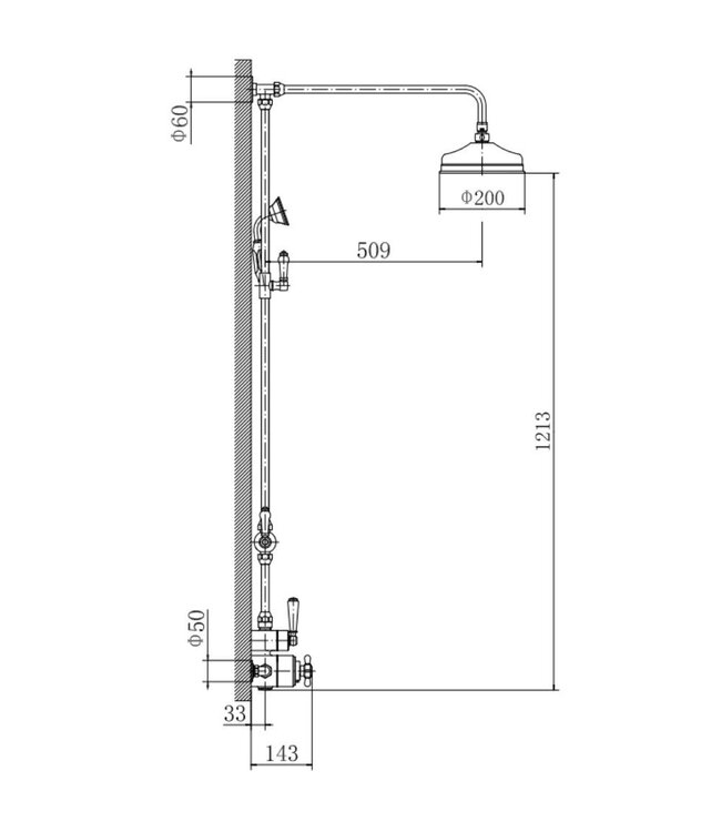 Douche met Thermostaatkraan Zwarte hendels Opbouw | Blackwell Doucheset WB1850X1