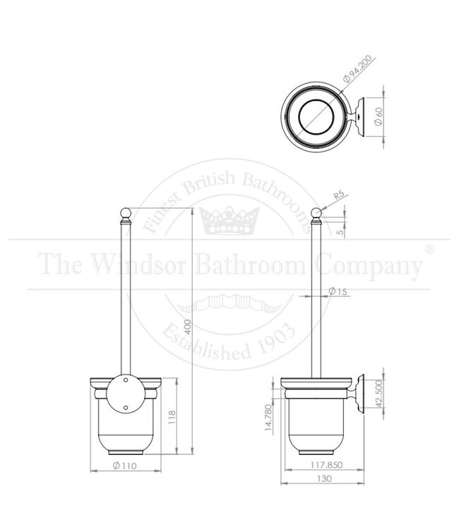 Toiletborstel met houder klassiek WBON628