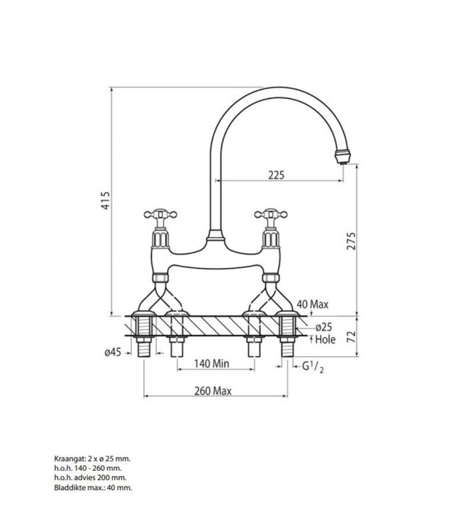 Nostalgische keukenkraan Ionian 4192