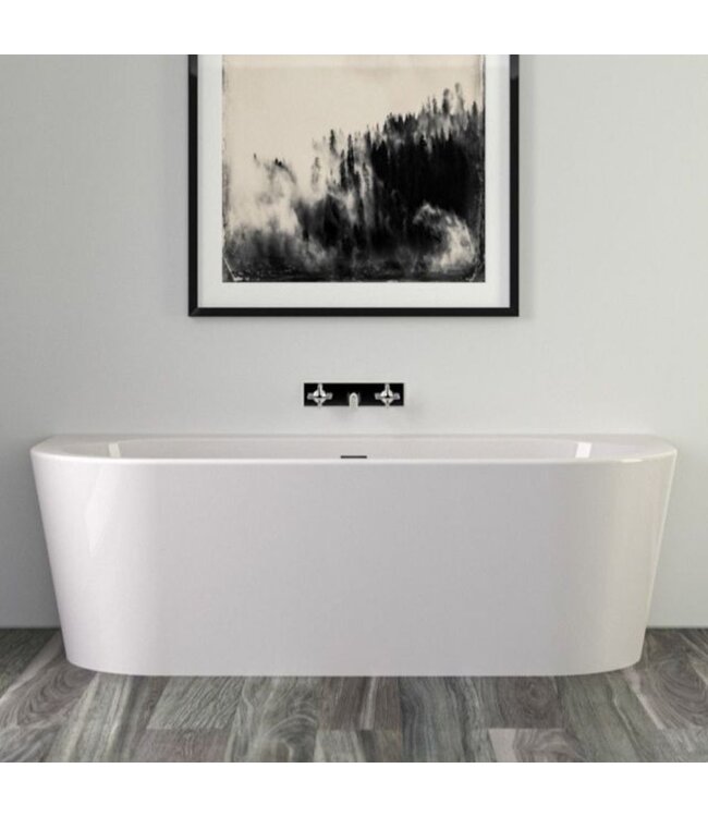 Half vrijstaand acryl bad 180cm Clamecy Wall